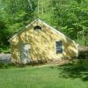 Washington, CT.  SaltBox Garage East View Before Finish Grading